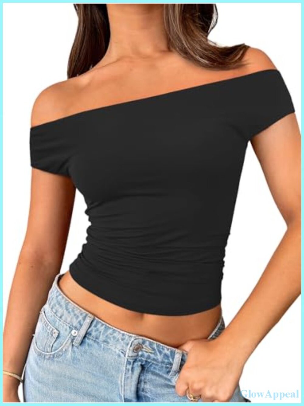 Off Shoulder Top Women Slim Fit Stretchy Double Lined Summer Going Out Top